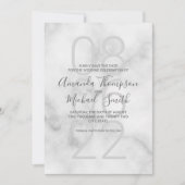 Classy wit marmer modern script bruiloft save the date (Voorkant)
