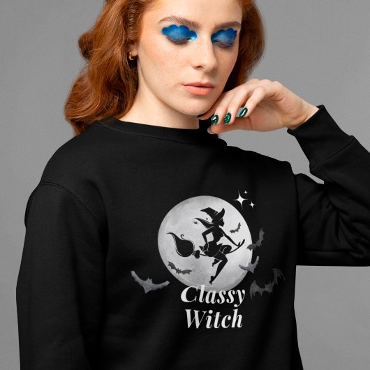 Classy Witch en Moon Halloween Trui