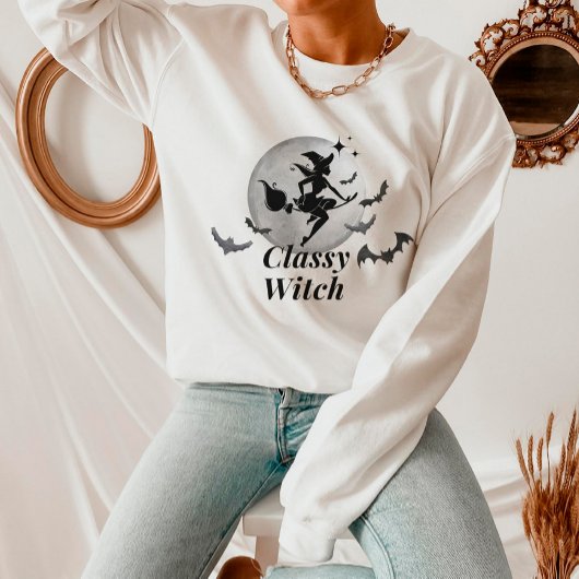 Classy Witch en Moon Halloween Trui