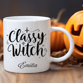 Classy Witch Halloween naam Black Typography Koffiemok