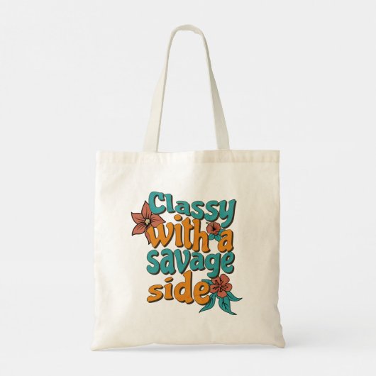 Classy with a Savage Side – Retro Floral Tote Bag (Achterkant)