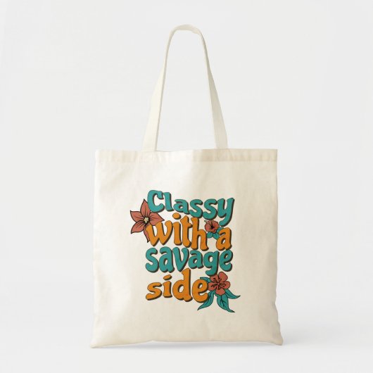 Classy with a Savage Side – Retro Floral Tote Bag (Voorkant)