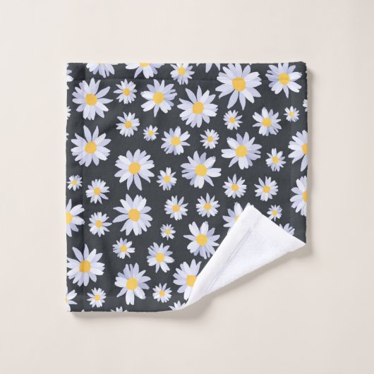 Classy Witte Daisy Bloemen Botanisch Bad Handdoek (Wasdoekje)