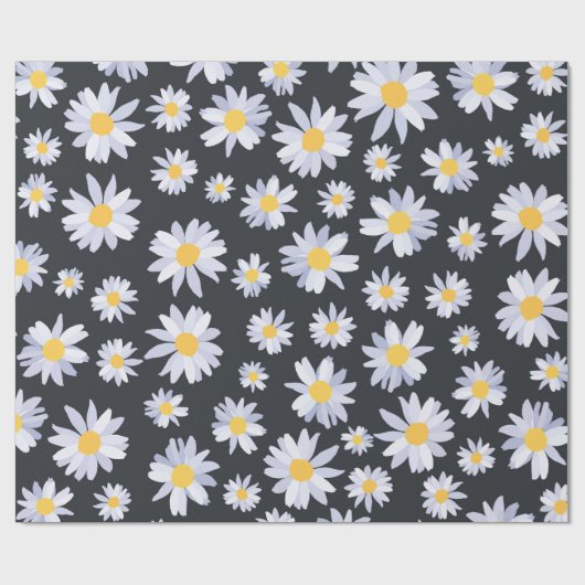 Classy Witte Daisy Bloemen Botanisch Cadeaupapier (Vlak)