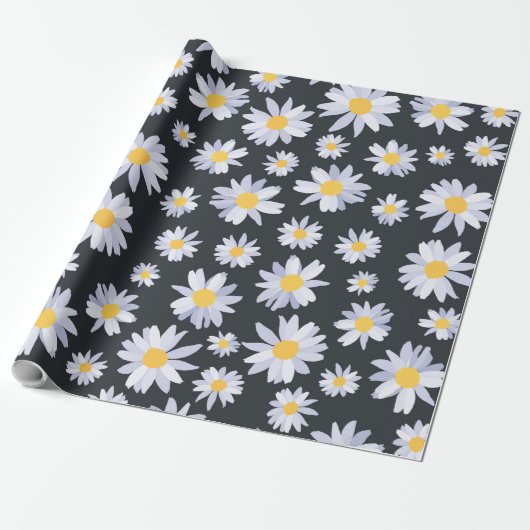 Classy Witte Daisy Bloemen Botanisch Cadeaupapier (Uitgerold)