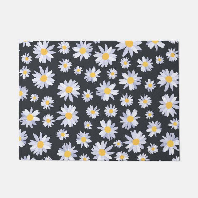 Classy Witte Daisy Bloemen Botanisch Deurmat (Voorkant)