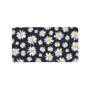 Classy Witte Daisy Bloemen Botanisch Etiket