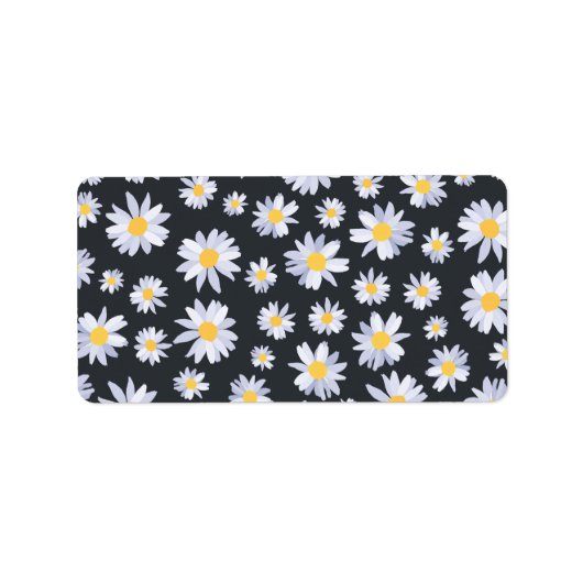 Classy Witte Daisy Bloemen Botanisch Etiket (Voorkant)