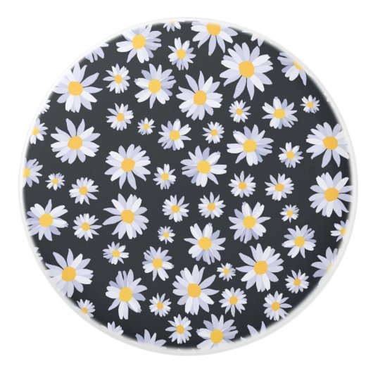 Classy Witte Daisy Bloemen Botanisch Keramische Knop (Voorkant)