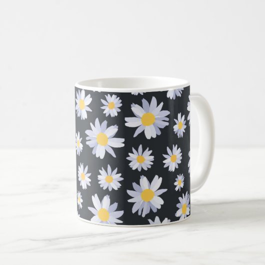 Classy Witte Daisy Bloemen Botanisch Koffiemok (Voorkant rechts)