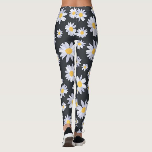 Classy Witte Daisy Bloemen Botanisch Leggings (Achterkant)