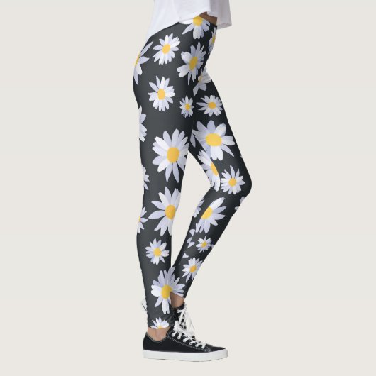 Classy Witte Daisy Bloemen Botanisch Leggings (Rechts)