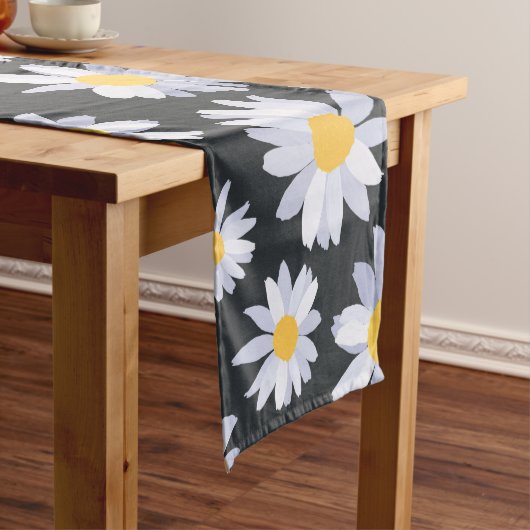 Classy Witte Daisy Bloemen Botanisch Medium Tafelloper (Voorbeeld)