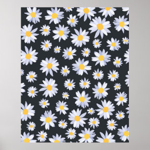 Classy Witte Daisy Bloemen Botanisch Poster