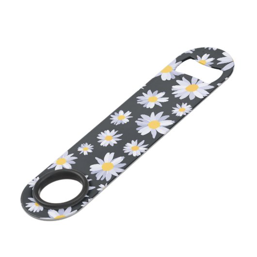 Classy Witte Daisy Bloemen Botanisch Speed Flessenopener (Voorkant Gekanteld)