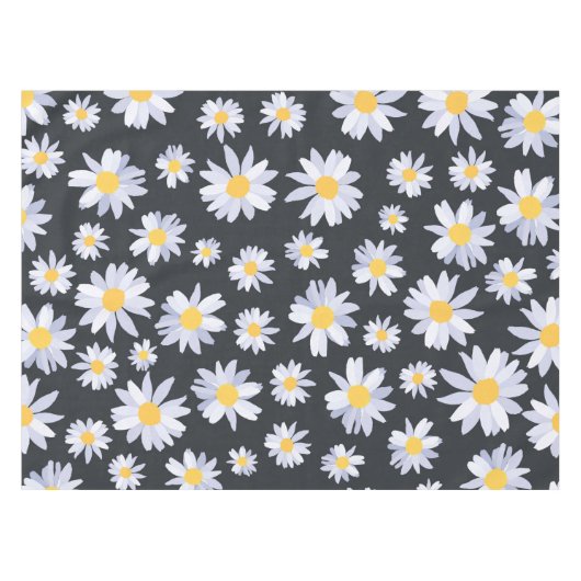 Classy Witte Daisy Bloemen Botanisch Tafelkleed (Voorkant (Horizontaal))