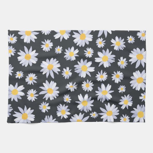 Classy Witte Daisy Bloemen Botanisch Theedoek (Horizontaal)