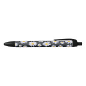 Classy Witte Daisy Bloemen Botanisch Zwarte Inkt Pen (Bovenkant)