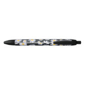 Classy Witte Daisy Bloemen Botanisch Zwarte Inkt Pen (Achterkant)