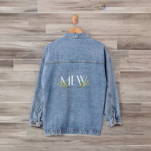 Classy witte Initialen met bloesems en takken Denim Jacket