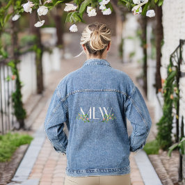 Classy witte Initialen met bloesems en takken Denim Jacket