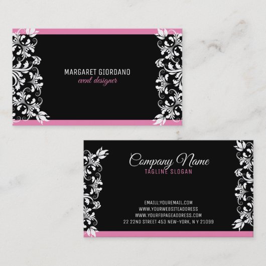 Classy witte wervelingen visitekaartje (Voorkant / Achterkant)