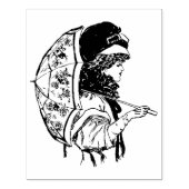 Classy  Woman Umbrella Rubber Art Stempel (Afrduk)
