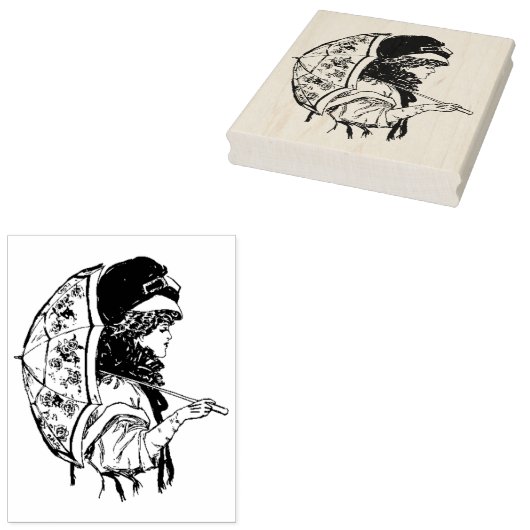 Classy  Woman Umbrella Rubber Art Stempel (Gestempeld)