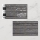 Classy Wood Background Music Piano Teacher Visitekaartje (Voorkant / Achterkant)