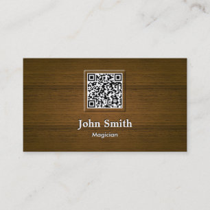 Classy Wood Grain QR Code Magicien Visitekaartje