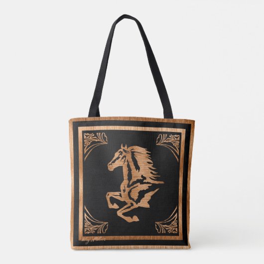 Classy Wood Horse Silhouette Tote Bag (Achterkant)