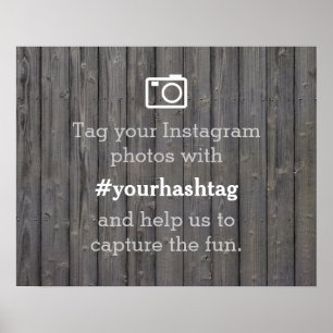 Classy Wood Instagram Foto's Hashtag Weddenschap Poster