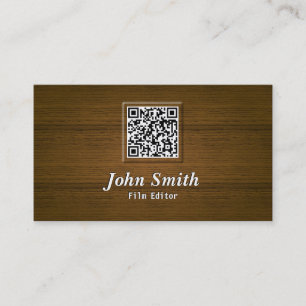 Classy Wood QR Code Film Editor Visitekaartje