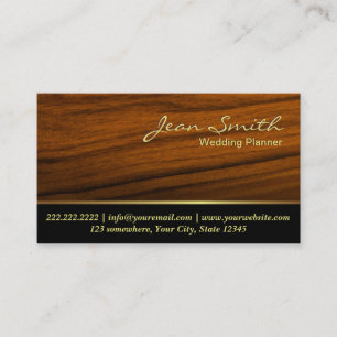 Classy Woodgrain Wedding Planner Visitekaartje