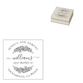 Classy Wreath Couple Typography Return Address Rubberstempel (Gestempeld)