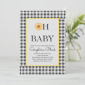 Classy Yellow and Black Summer Picnic Baby shower Kaart (Staand voorkant)