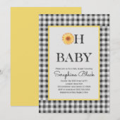 Classy Yellow and Black Summer Picnic Baby shower Kaart (Voorkant / Achterkant)