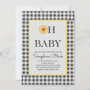 Classy Yellow and Black Summer Picnic Baby shower Kaart