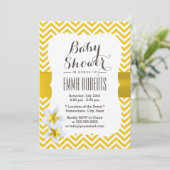 Classy Yellow Chevron Plumeria Baby shower Kaart (Staand voorkant)