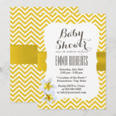 Classy Yellow Chevron Plumeria Baby shower Kaart (Voorkant / Achterkant)