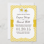 Classy Yellow Chevron Plumeria Wedding Kaart (Voorkant)