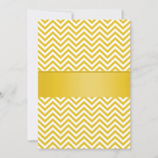 Classy Yellow Chevron Plumeria Wedding Kaart (Achterkant)