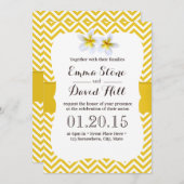 Classy Yellow Chevron Plumeria Wedding Kaart (Voorkant / Achterkant)