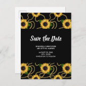 Classy Yellow Sunflower Pattern Save the Date Uitnodiging Briefkaart (Voorkant / Achterkant)