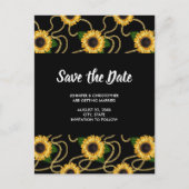 Classy Yellow Sunflower Pattern Save the Date Uitnodiging Briefkaart (Voorkant)