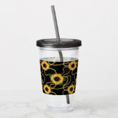 Classy Yellow Sunflower Stijlvol patroon op zwart Acryl Drinkbeker (Links)