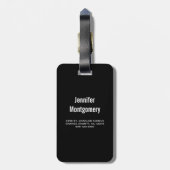 Classy Yellow Sunflower Stijlvol patroon op zwart Bagagelabel (Achterkant verticaal)