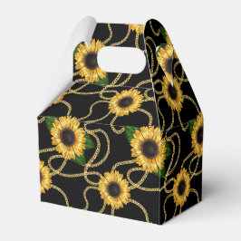 Classy Yellow Sunflower Stijlvol patroon op zwart Bedankdoosjes