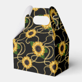 Classy Yellow Sunflower Stijlvol patroon op zwart Bedankdoosjes