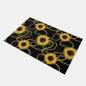 Classy Yellow Sunflower Stijlvol patroon op zwart Deurmat (Schuin)